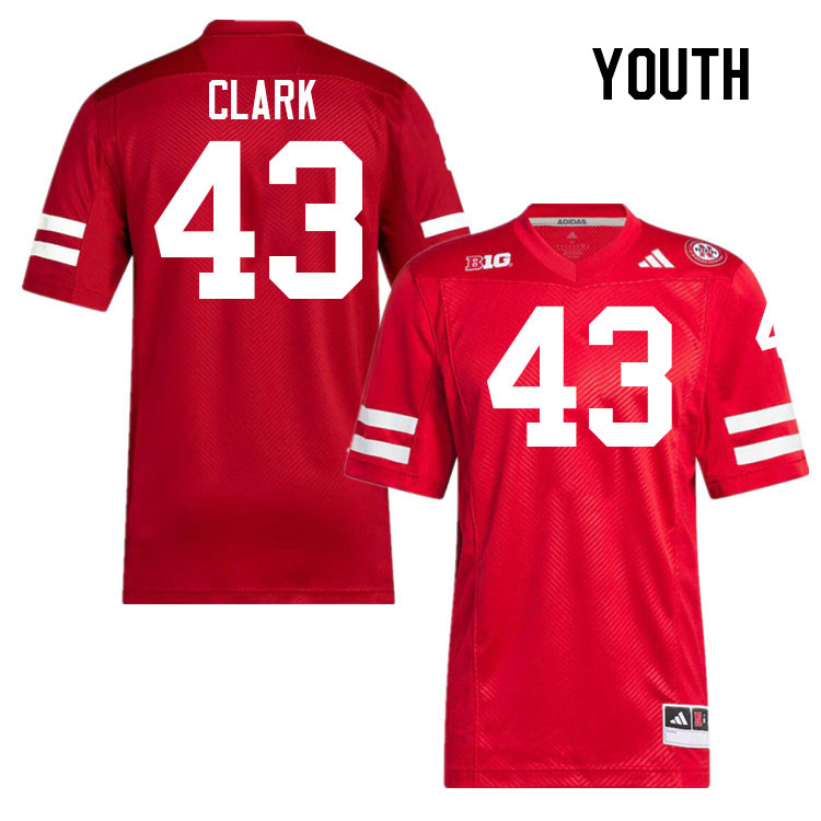 Youth #43 Quinn Clark Nebraska Cornhuskers College Football Jerseys Stitched Sale-Scarlet